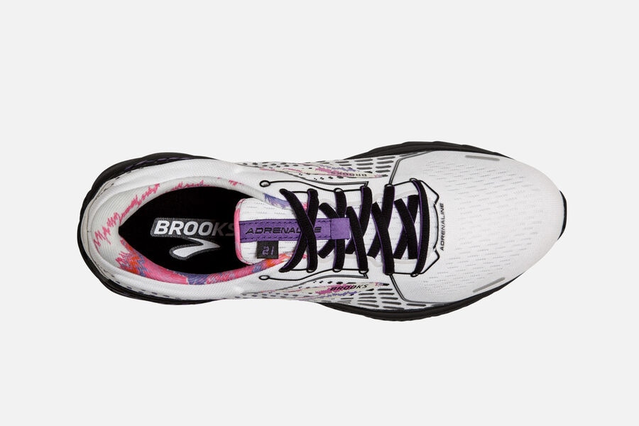 Brooks Israel Adrenaline GTS 21 Road Running Shoes Mens - White/Black/Purple - KXY-487592